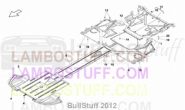 2013 Lamborghini GALLARDO LP 550-2 COUPE ENGLAND FRAME FLOOR PANELS (825.05.00)